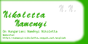 nikoletta namenyi business card